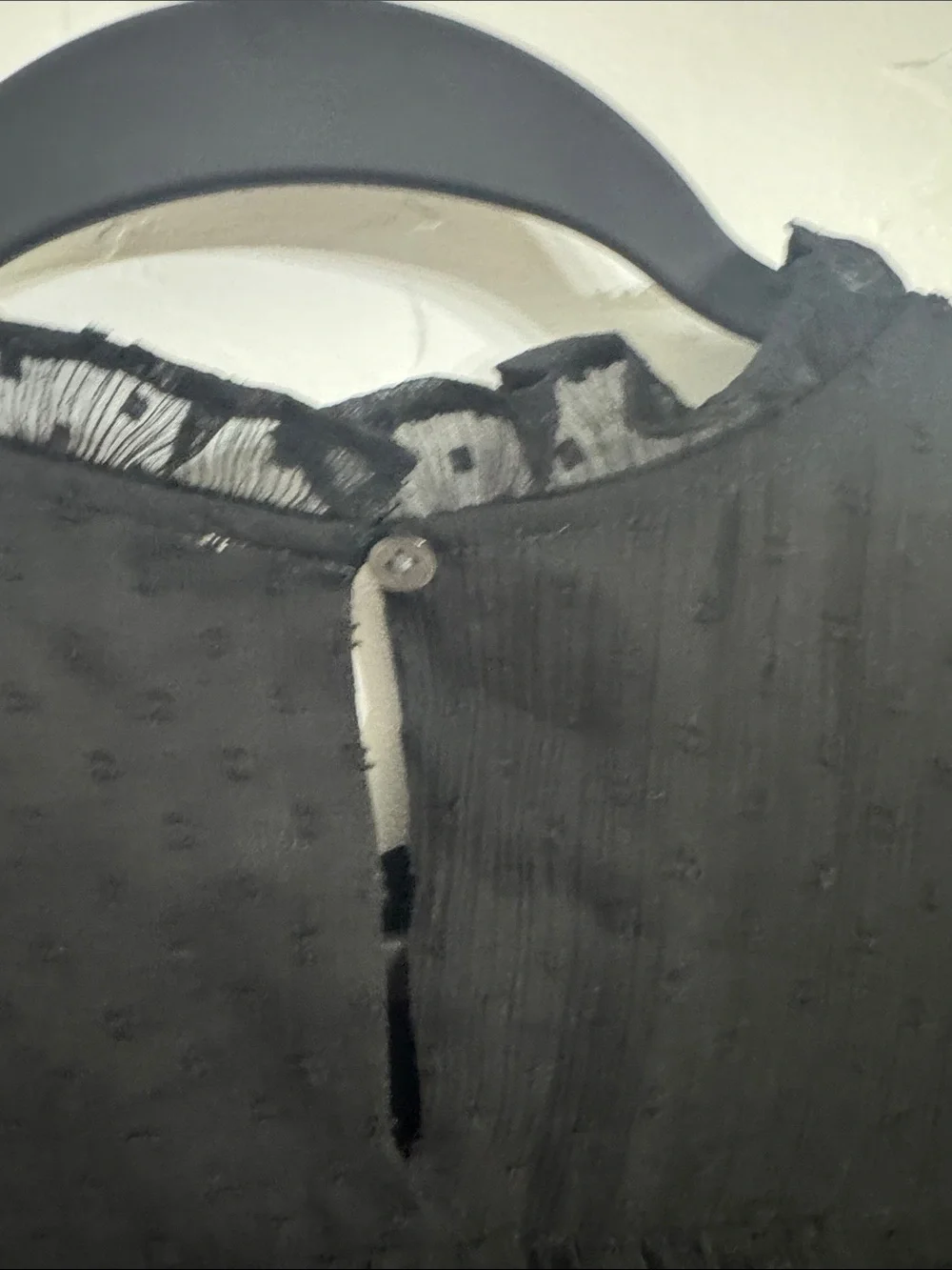 NWT LOFT Black Swiss Dot Ruffle Blouse Sheer Puff Sleeve Mock Neck Adjustable M